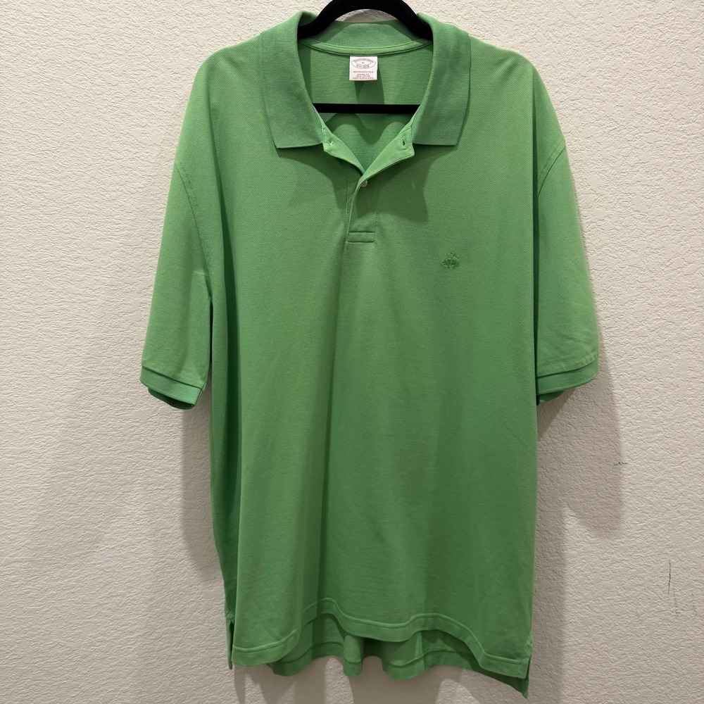 Brooks Brothers Mens XL Green Performance Polo Shirt Original Fit Cotton Pique